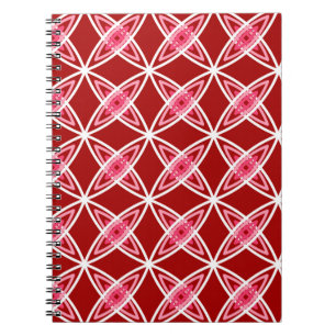 Mid Century Modern Atomic Print - Dark Red Spiral Notebook