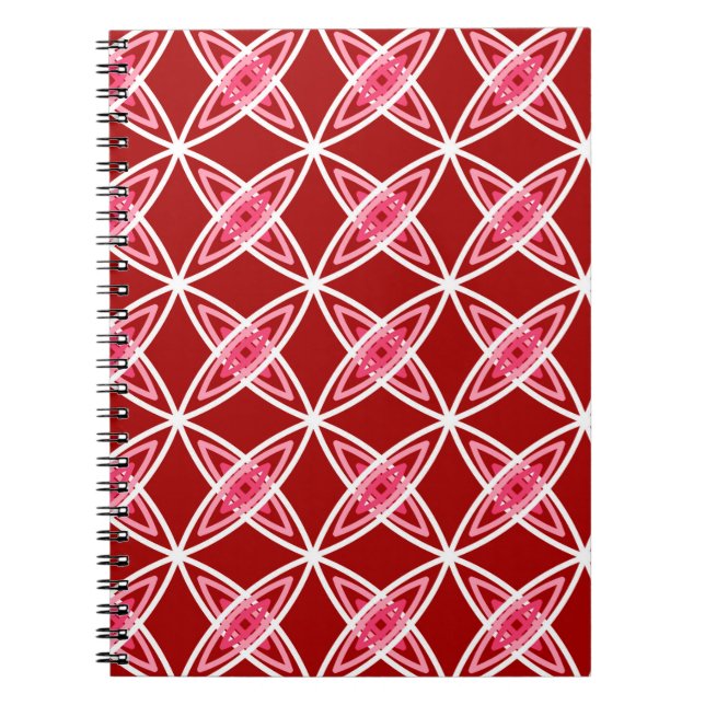 Mid Century Modern Atomic Print - Dark Red Spiral Notebook (Front)