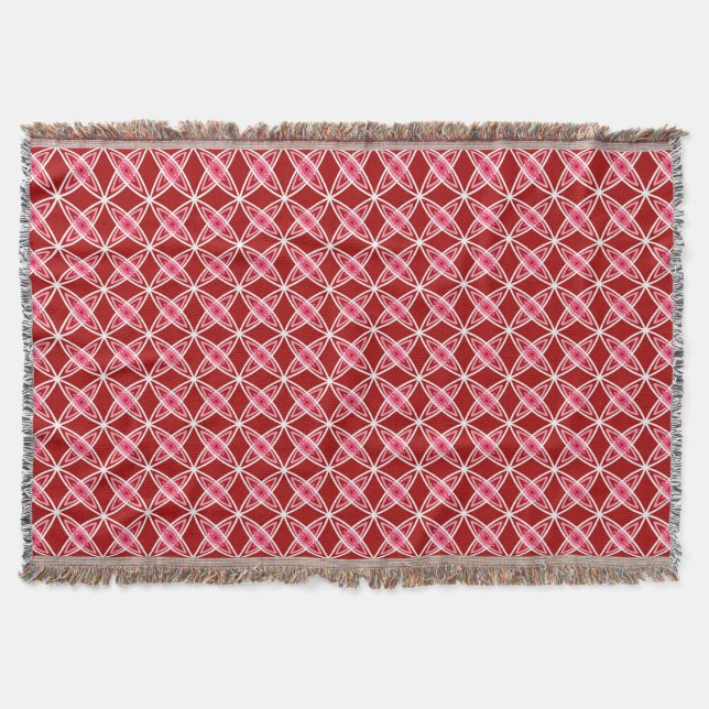 Mid Century Modern Atomic Print - Dark Red Throw Blanket (Front)