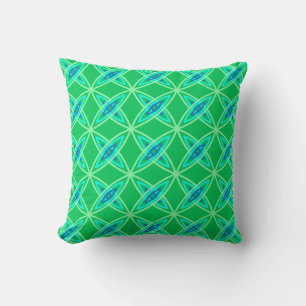 Mid Century Modern Atomic Print - Jade Green Cushion