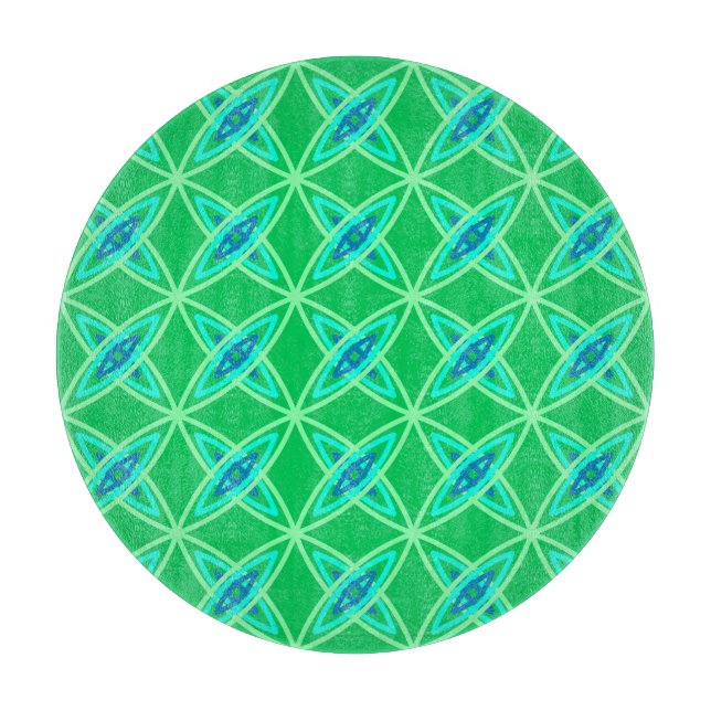 Mid Century Modern Atomic Print - Jade Green Cutting Board (Front)