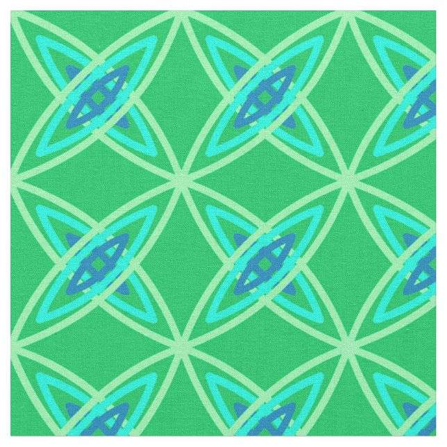 Mid Century Modern Atomic Print - Jade Green Fabric (Close Up)