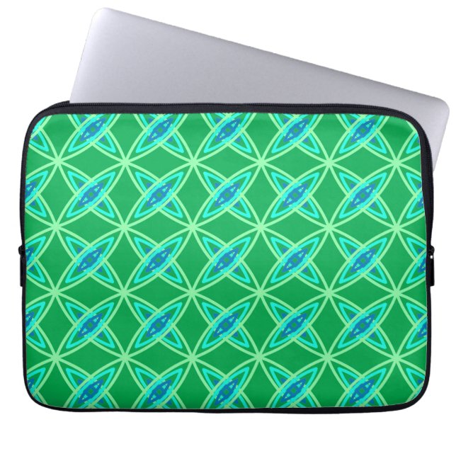 Mid Century Modern Atomic Print - Jade Green Laptop Sleeve (Front)