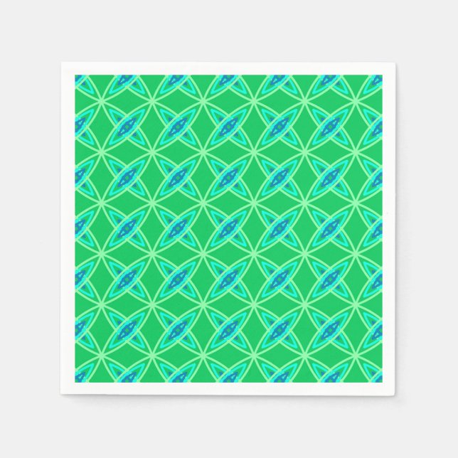 Mid Century Modern Atomic Print - Jade Green Napkin (Front)