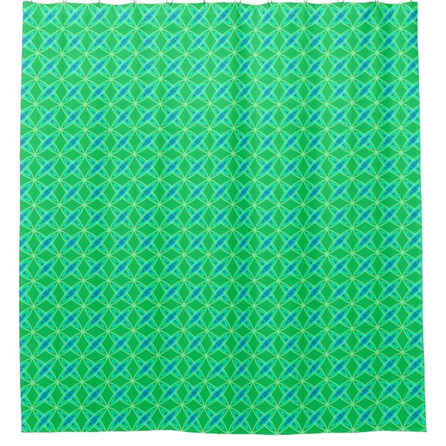 Mid Century Modern Atomic Print - Jade Green Shower Curtain (Front)