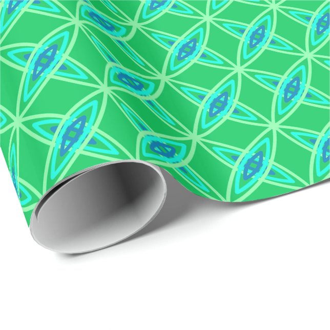 Mid Century Modern Atomic Print - Jade Green Wrapping Paper (Roll Corner)