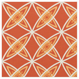 Mid Century Modern Atomic Print - Mandarin Orange Fabric