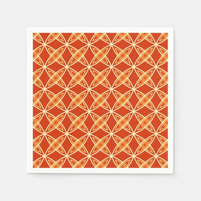 Mid Century Modern Atomic Print - Mandarin Orange Napkin (Front)