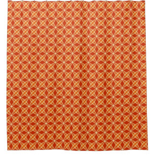 Mid Century Modern Atomic Print - Mandarin Orange Shower Curtain