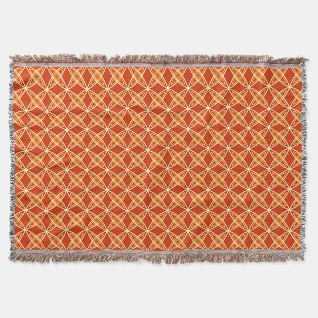Mid Century Modern Atomic Print - Mandarin Orange Throw Blanket (Front)