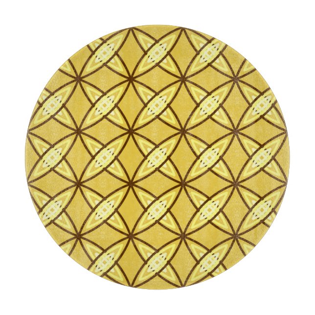 Mid Century Modern Atomic Print - Mustard Gold Cutting Board (Front)