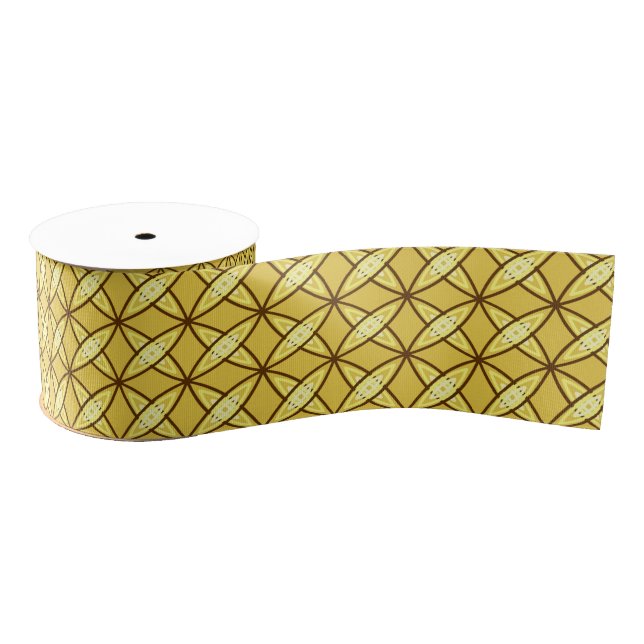 Mid Century Modern Atomic Print - Mustard Gold Grosgrain Ribbon (Spool)