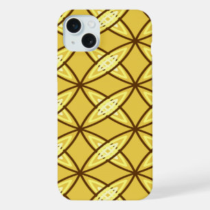 Mid Century Modern Atomic Print - Mustard Gold iPhone 15 Plus Case
