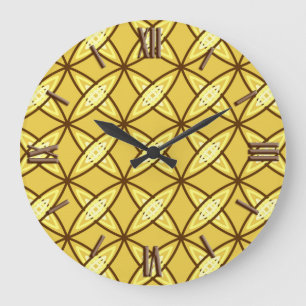 Mid Century Modern Atomic Print - Mustard Gold Large Clock