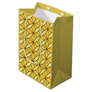 Mid Century Modern Atomic Print - Mustard Gold Medium Gift Bag