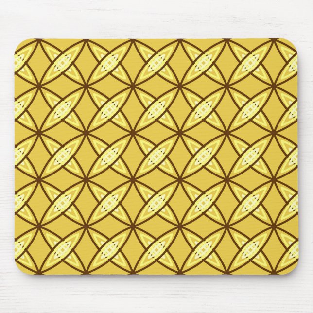 Mid Century Modern Atomic Print - Mustard Gold Mouse Pad (Front)