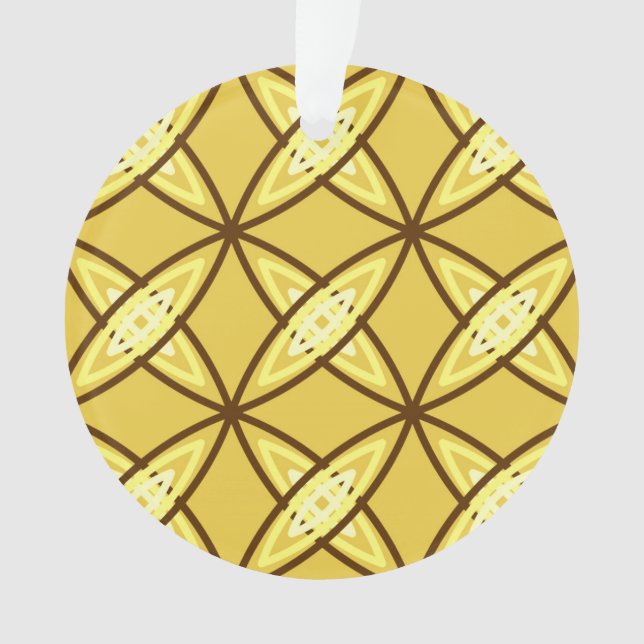 Mid Century Modern Atomic Print - Mustard Gold Ornament (Front)