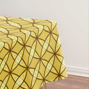 Mid Century Modern Atomic Print - Mustard Gold Tablecloth