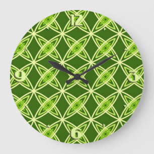 Mid Century Modern Atomic Print - Olive Green Large Clock