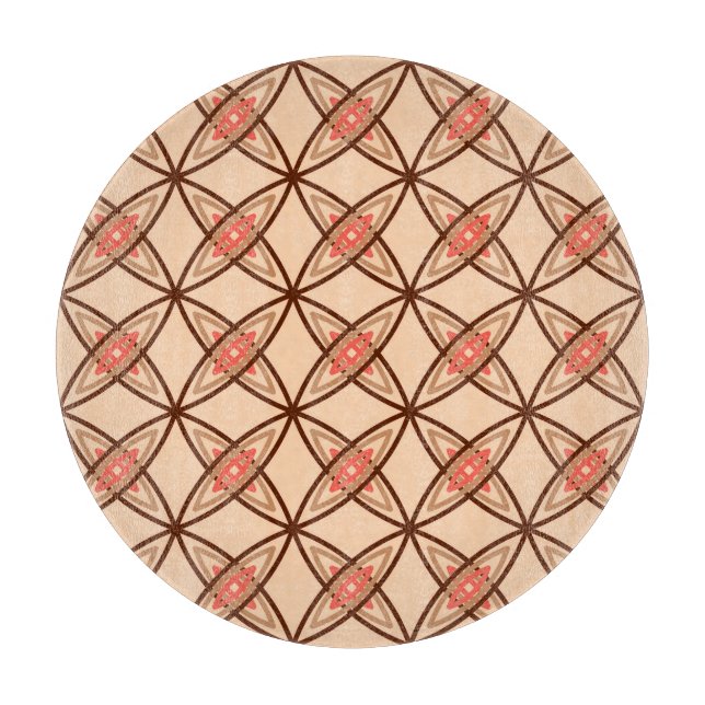 Mid Century Modern Atomic Print - Pastel Peach Cutting Board (Front)