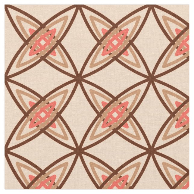 Mid Century Modern Atomic Print - Pastel Peach Fabric (Close Up)