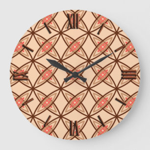 Mid Century Modern Atomic Print - Pastel Peach Large Clock