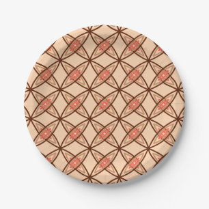 Mid Century Modern Atomic Print - Pastel Peach Paper Plate