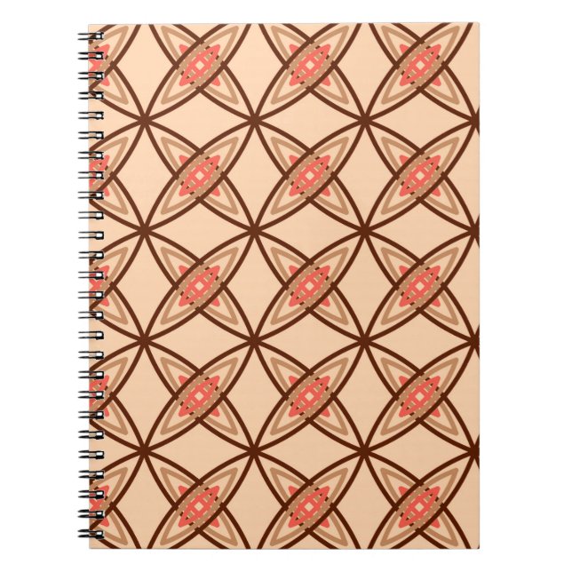 Mid Century Modern Atomic Print - Pastel Peach Spiral Notebook (Front)