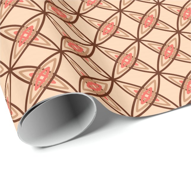 Mid Century Modern Atomic Print - Pastel Peach Wrapping Paper (Roll Corner)