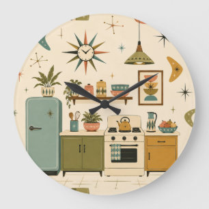 Mid Century Modern Atomic Retro kitchen Large Clock