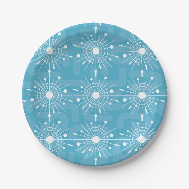 Mid Century Modern Atomic Sputnik Snowflake MOD Paper Plate (Front)