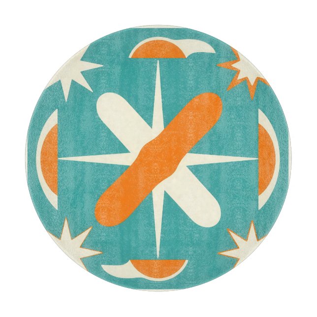 Mid Century Modern Atomic Starburst Cutting Board (Front)
