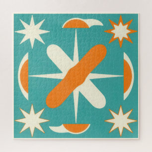 Mid Century Modern Atomic Starburst Jigsaw Puzzle