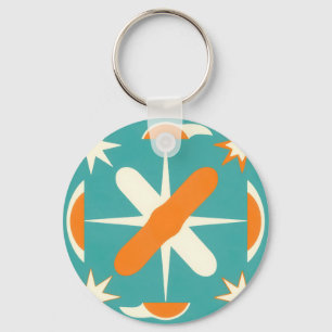 Mid Century Modern Atomic Starburst Key Ring