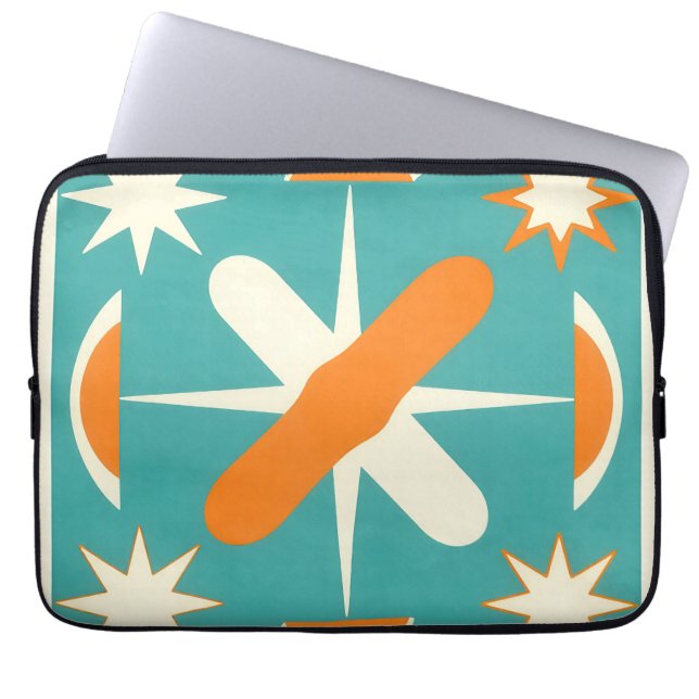 Mid Century Modern Atomic Starburst Laptop Sleeve (Front)