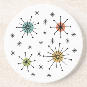 Mid Century Modern Atomic Starburst Pattern Coaster