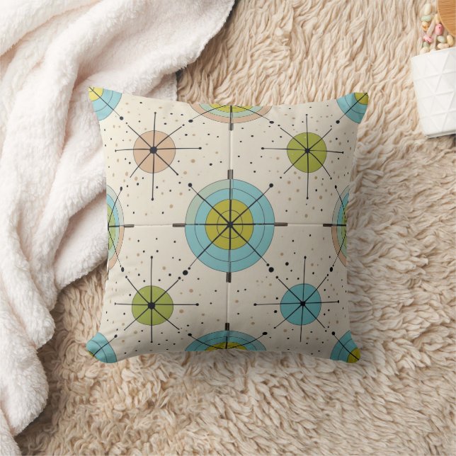 Mid Century Modern Atomic Starburst Pattern Cushion (Blanket)