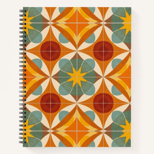 Mid Century Modern Atomic Starburst Pattern Notebook (Front)
