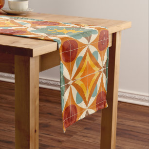 Mid Century Modern Atomic Starburst Pattern Short Table Runner