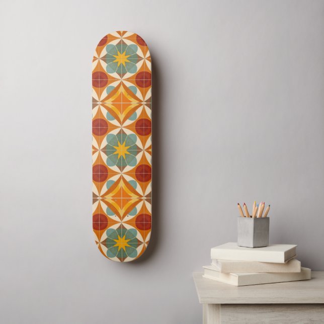 Mid Century Modern Atomic Starburst Pattern Skateboard (Wall Art)