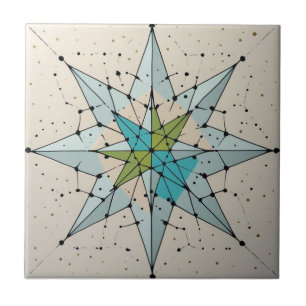Mid Century Modern Atomic Starburst Pattern Tile