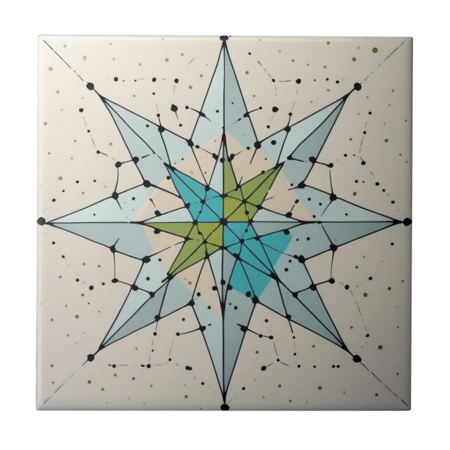 Mid Century Modern Atomic Starburst Pattern Tile (Front)