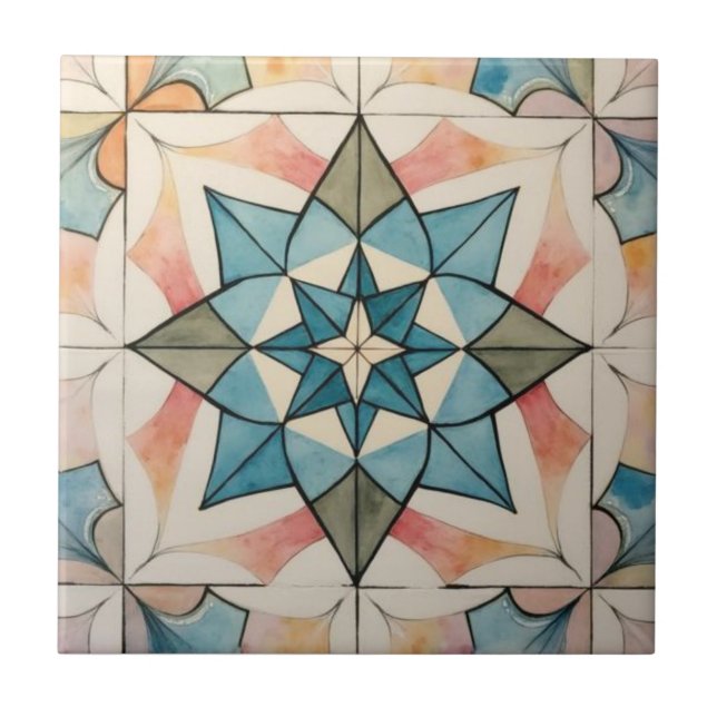 Mid Century Modern Atomic Starburst Pattern Tile (Front)