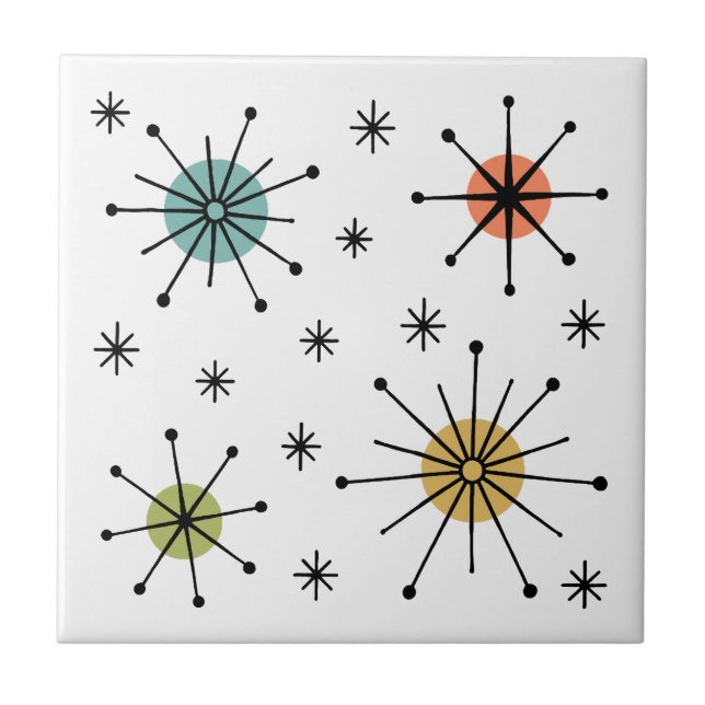 Mid Century Modern Atomic Starburst Pattern Tile (Front)
