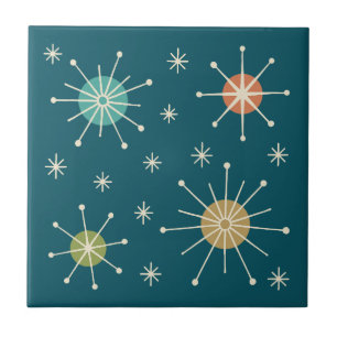 Mid Century Modern Atomic Starburst Pattern Tile