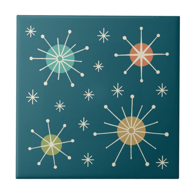 Mid Century Modern Atomic Starburst Pattern Tile (Front)
