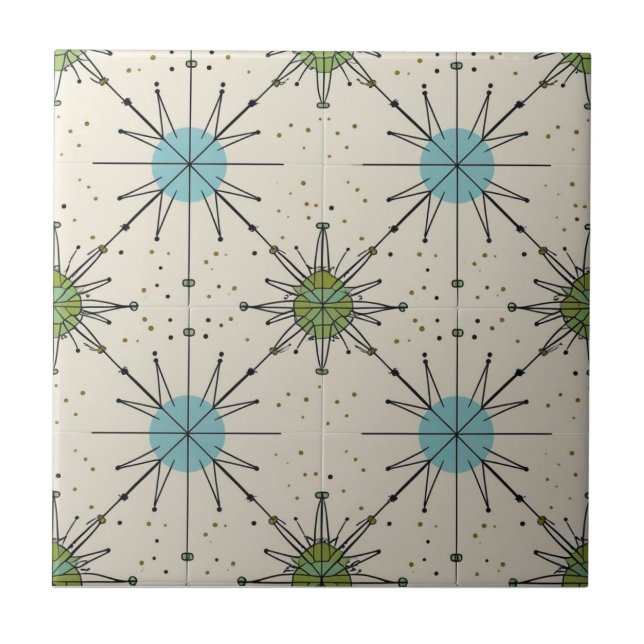 Mid Century Modern Atomic Starburst Pattern Tile (Front)