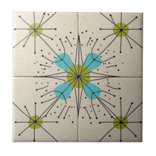 Mid Century Modern Atomic Starburst Pattern Tile