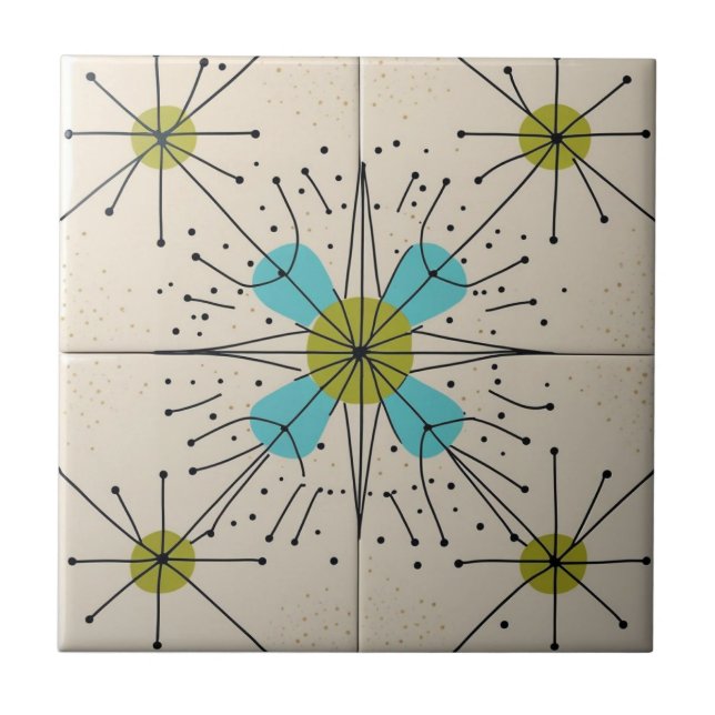 Mid Century Modern Atomic Starburst Pattern Tile (Front)