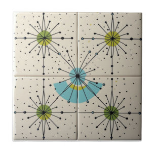 Mid Century Modern Atomic Starburst Pattern Tile
